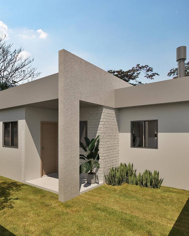 Projeto 3D de Entrada de lar moderna com costela de adão e tijolinhos