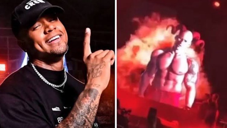 Léo Santana decide tirar diabo de abertura de show.