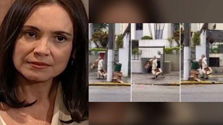 Regina Duarte flagrada pegando papelão nas ruas de SP.