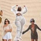 foto de 5 mulheres usando looks de Ano Novo na praia