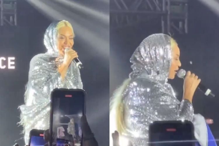 Cantora Beyoncé falando com os fãs baianos