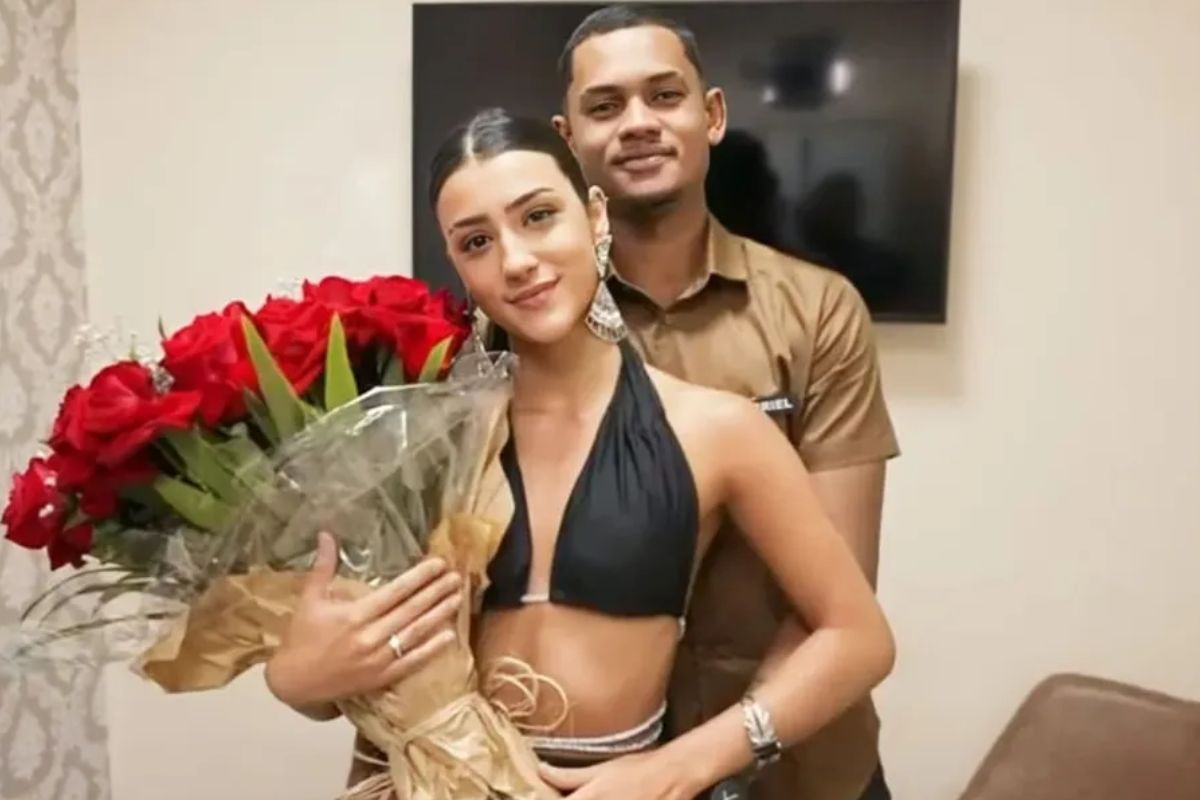 Foto antiga de Bia Miranda com seu ex-namorado, Gabriel Roza