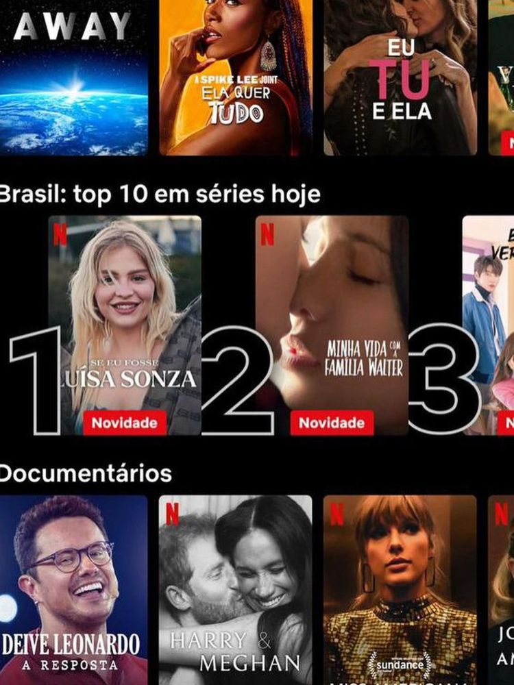 Imagem da tela inicial da Netflix com o documentário da cantora no top 10