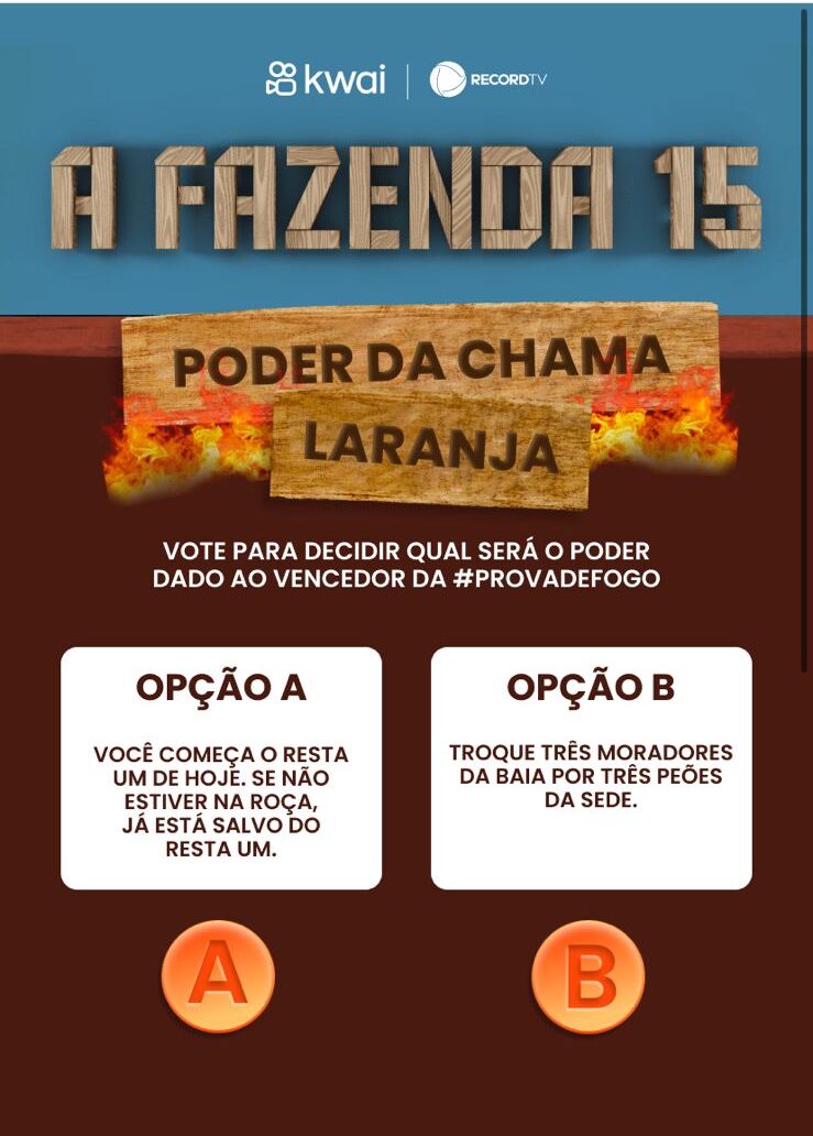 Imagem com as opções de Poder da Chama Laranja desta semana no Kwai