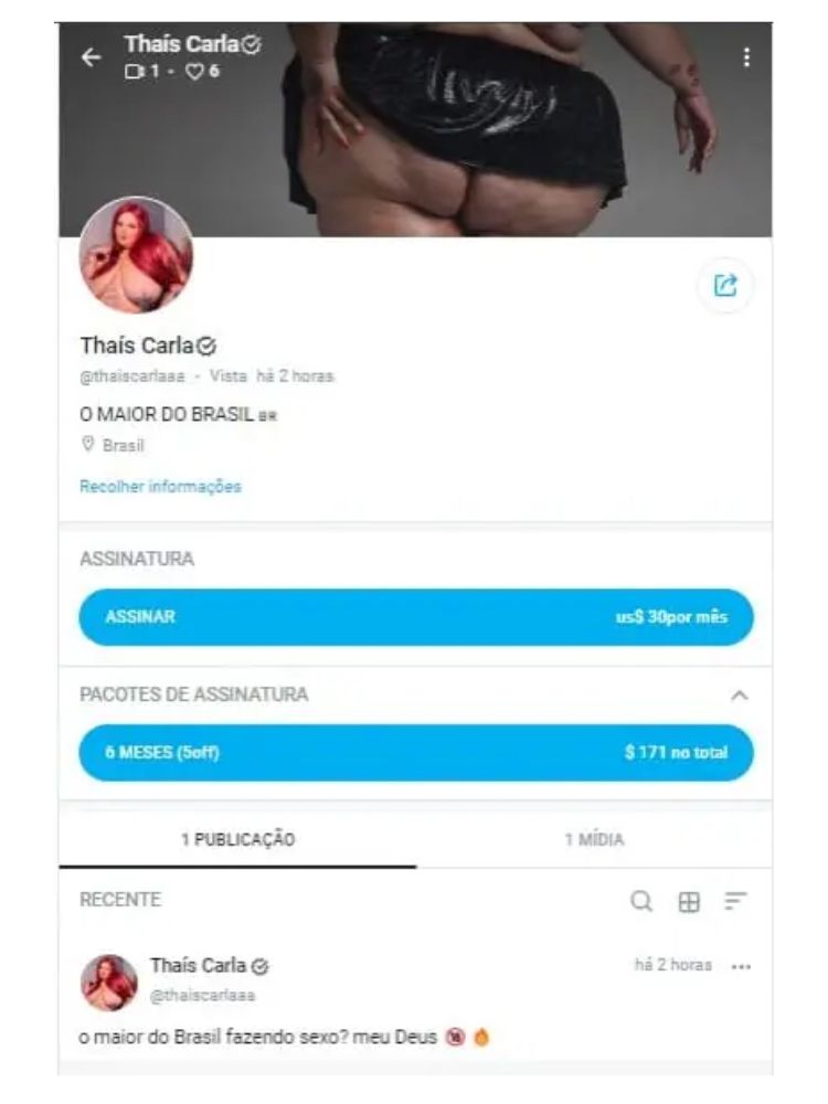 Print do perfil de Thaís Carla no OnlyFans