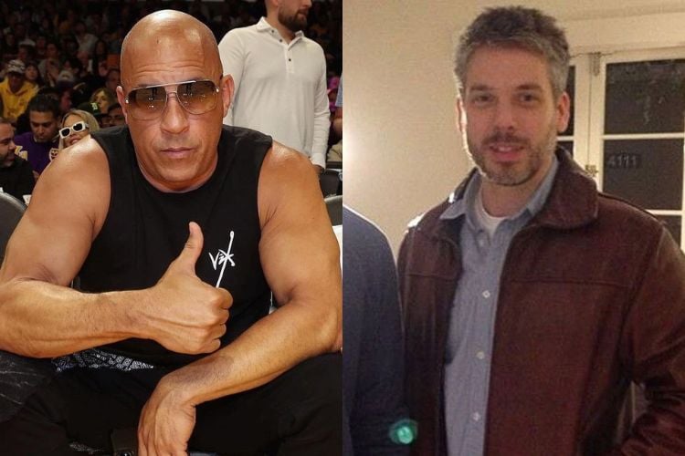 Montagem com duas fotos, sendo uma do ator Vin Diesel e outra do seu irmão gêmeo Paul Vincent