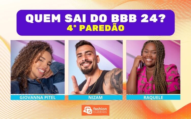 Enquete BBB 24 + Votação Gshow: Giovanna Pitel, Nizam ou Raquele, quem deve sair no 4º Paredão? E quem fica?