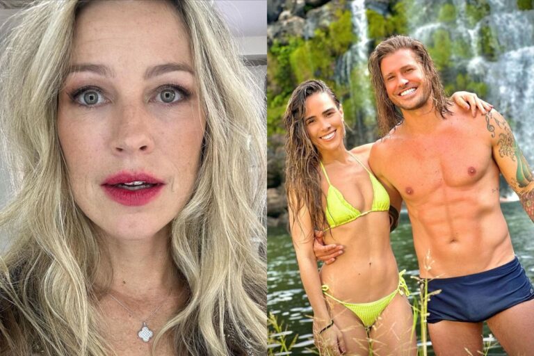 Montagem com duas fotos, a primeira de Luana Piovani e a segunda do casal Wanessa e Dado Dolabella
