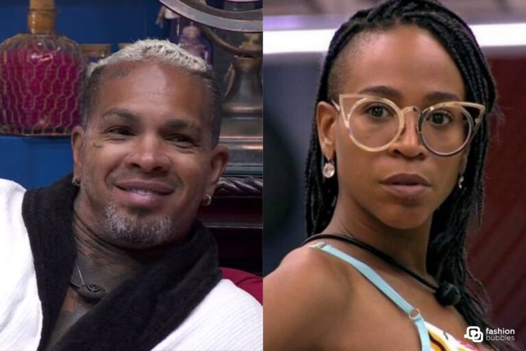 Montagem com uma foto de Rodriguinho do BBB 24 e de Karol Conká do BBB 21