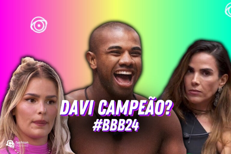 Montgaem com foto de Davi, Yasmin e Wanessa do BBB 24 em fundo colorido