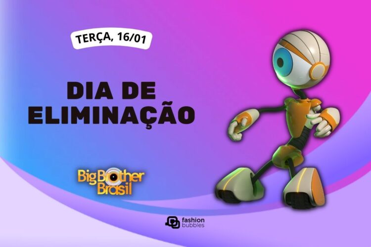 fundo roxo com ilustração de robô ao lado de que horas começa o BBB 24 hoje, 16/01