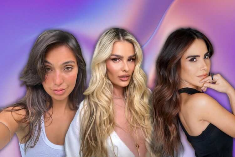 Montagem com foto de Vanessa Lopes, Yasmin Brunet e Wanessa Carmargo exibindo seus cabelos, que são tendências.