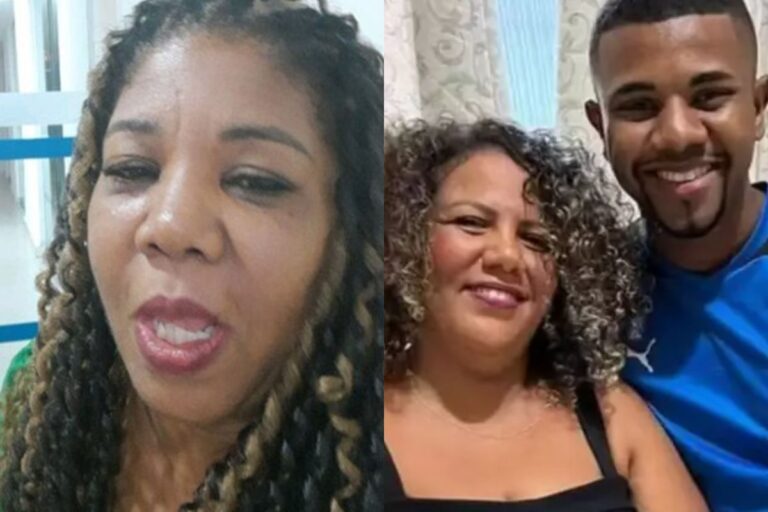 Montagem com duas fotos, a primeira da mãe do Davi e a segunda do brother com sua amada