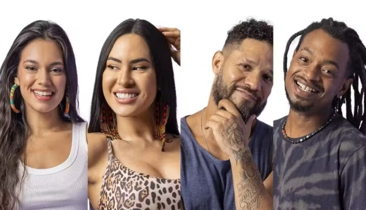 Paredão BBB 24. Da esquerda para direita: Alane, Isabelle, Juninho e Luigi