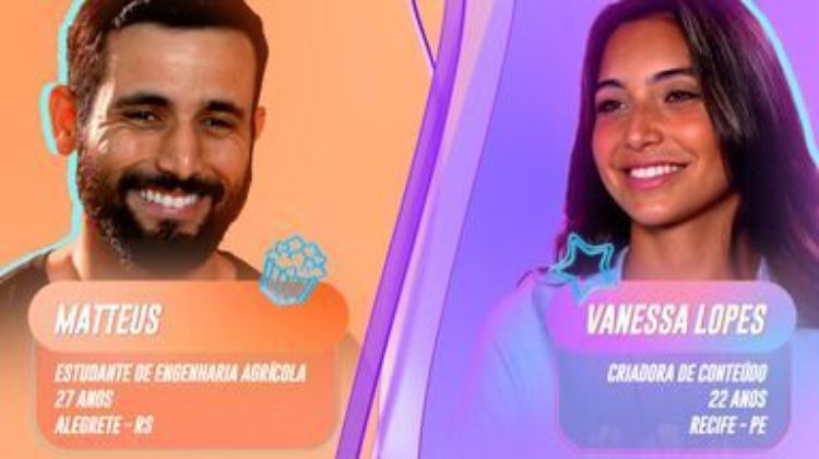 Matteus Amaral e Vanessa Lopes estão no Big Brother Brasil