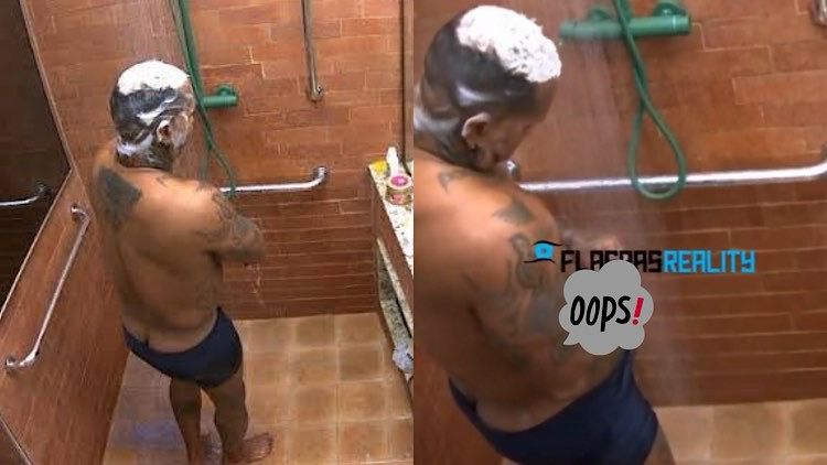 Rodriguinho deixa escapar partes íntimas no banho, no BBB 24.