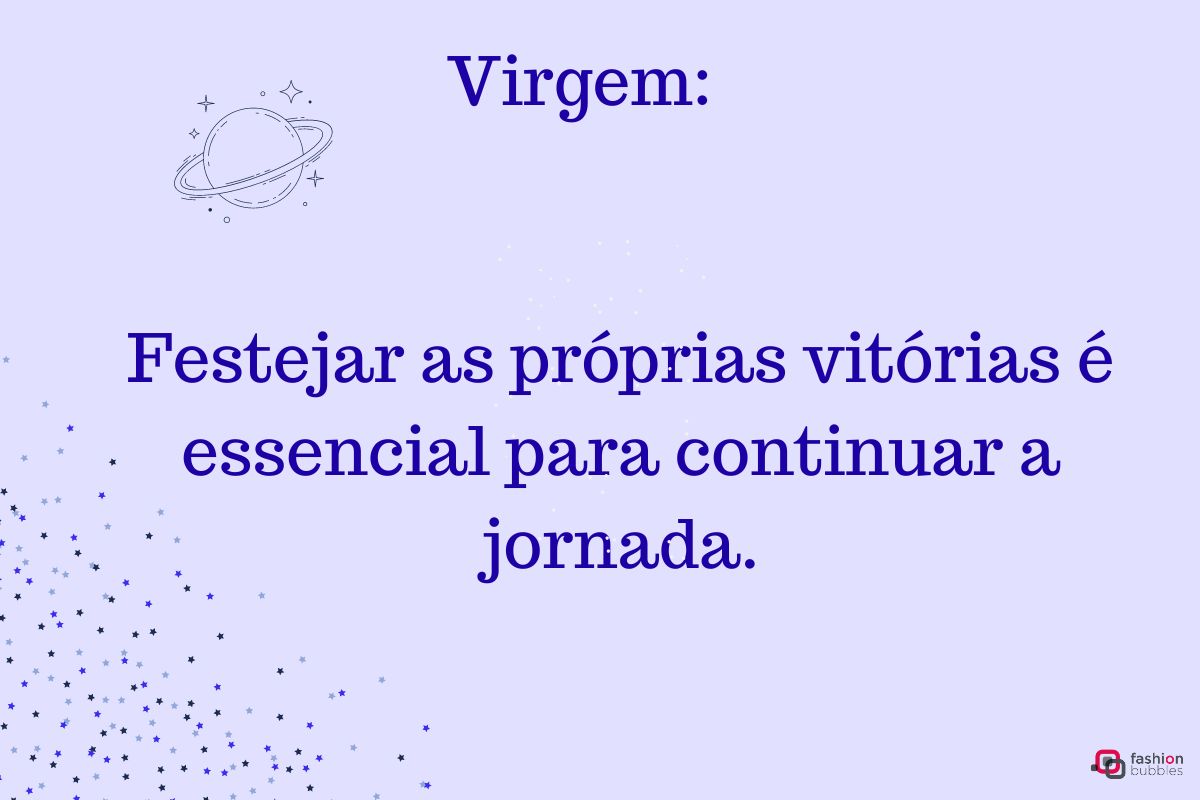 Fundo azul claro com ilustrações de estrelas e planetas azuis e uma mensagem  do Horóscopo de fevereiro de 2024 para o signo de Virgem