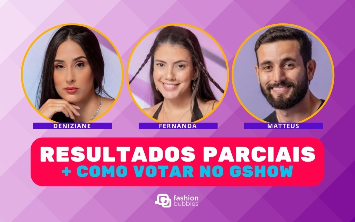 Como votar no Gshow. Da esquerda para direita: Deniziane, Fernanda e Matteus