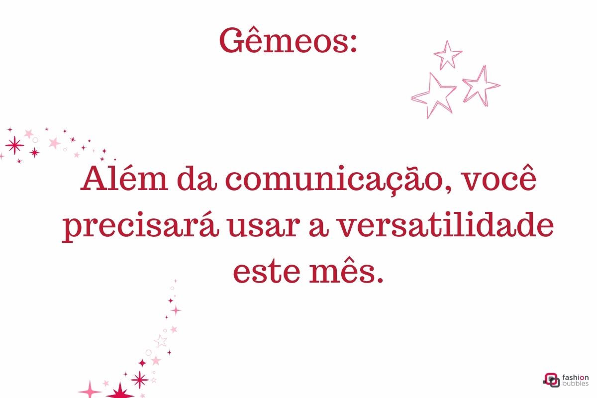 Montagem com texto sobre o signo de Gêmeos para o Horóscopo de Março de 2024