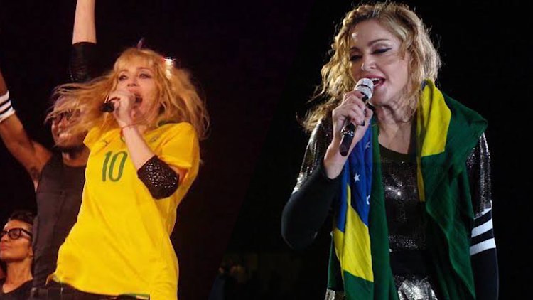 Madonna caiu de cadeira durante show em Seattle nos Estados Unidos.