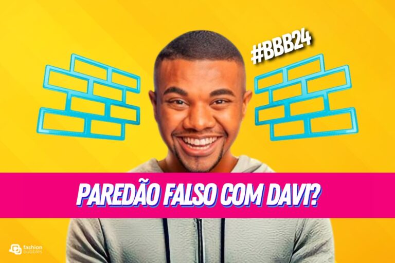 Foto de Davi do BBB 24 em fundo amarelo e escrito "Paredão Falso com Davi?"