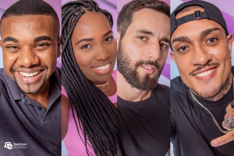 Montagem 14º Paredão BBB 24 com fotos de Davi, Leidy Elin, Matteus e MC Bin Laden