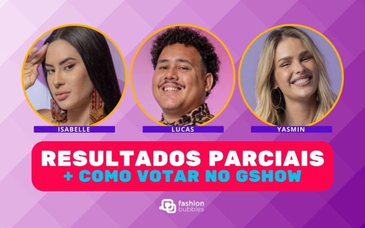 Resultados parciais Paredão BBB 24. Isabelle, Lucas e Yasmin
