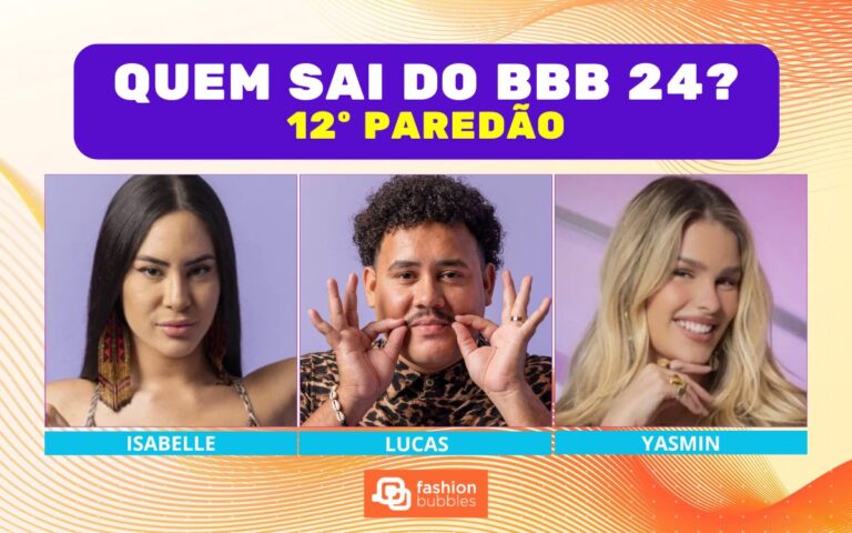 Enquete BBB 24 12ºParedão. Isabelle, Lucas e Yasmin