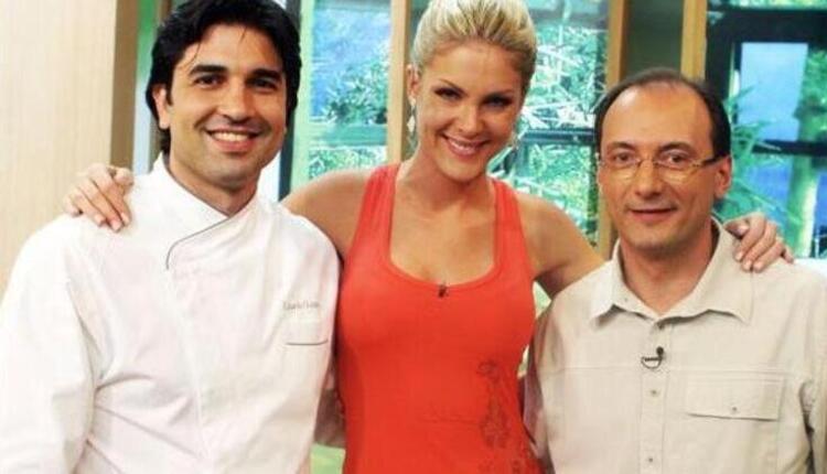 Ana Hickmann, Edu Guedes e Britto Jr. no Hoje em Dia, em 2005