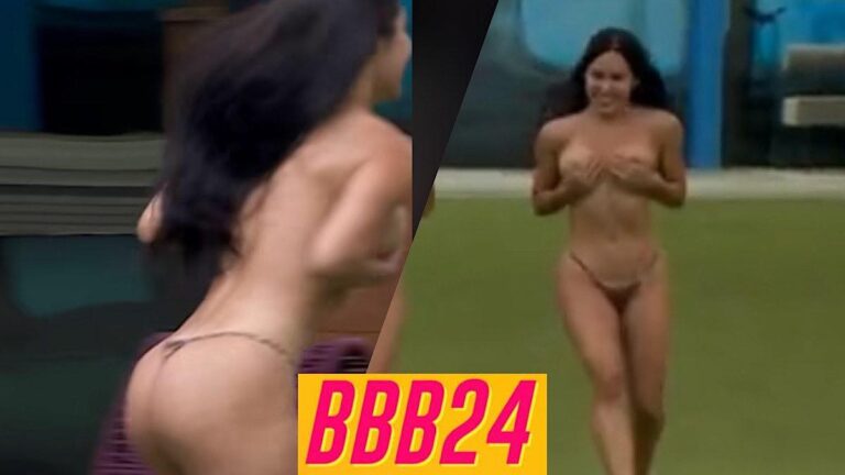 Peladões no BBB 24. Isabelle e Matteus ganham elogios após pulo nu na piscina.