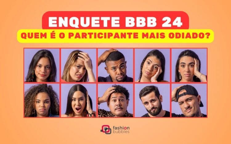 montagem com foto dos participantes do top 10 do BBB 24 para a enquete de odiado