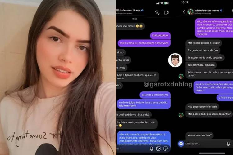 Jessica Canedo forjou prints de conversa com Whinderson