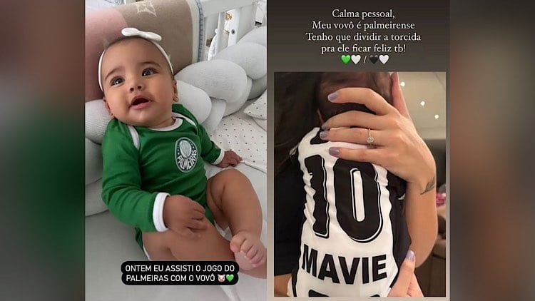 Mavie surge nas redes usando uniforme do Palmeiras.