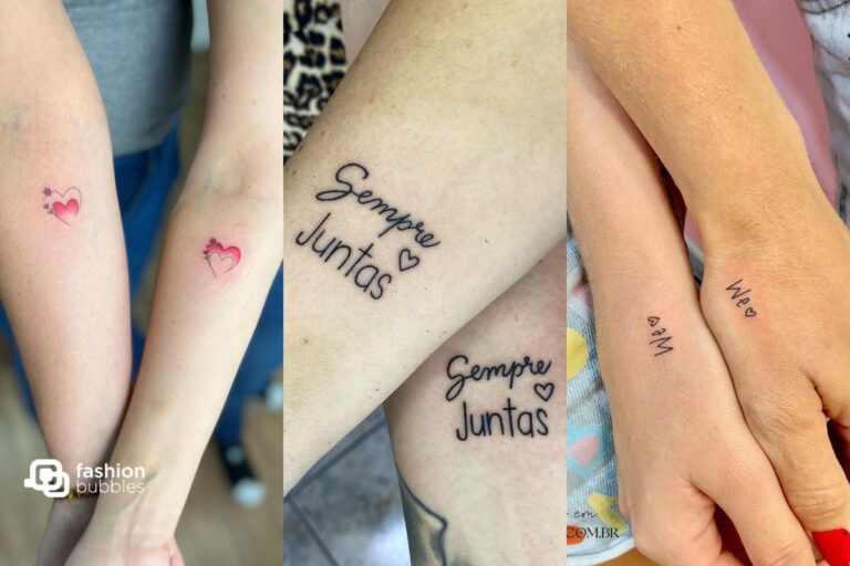 Mulheres mostram opções de tatuagem de amigas
