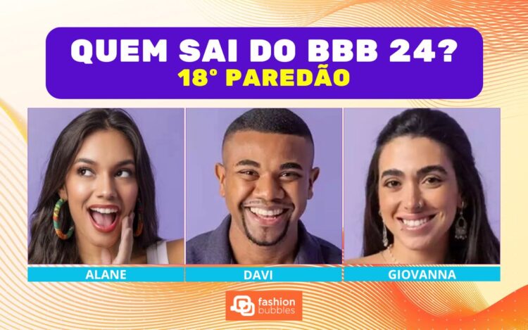 Enquete BBB 24 + Votação Gshow: Alane, Davi ou Giovanna, quem sai no 18º Paredão? Quem fica no top 6?
