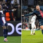 montagem com foto de dois jogadores de futebol que estão em briga, Neymar e Mbappé