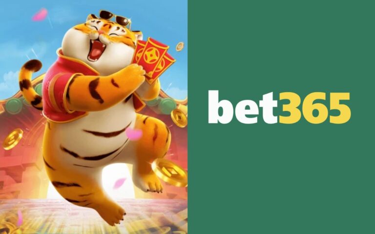 personagem do jogo Fortune Tiger ao lado do logo do Bet365