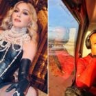 foto de Madonna no Rio de Janeiro ao lado de bombeiro chorando em helicóptero que sobrevoa as enchentes do Rio Grande do Sul