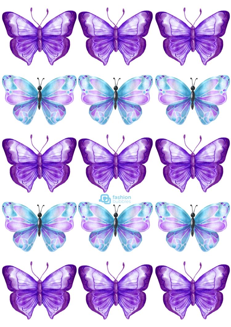 15 Borboletas roxas e azuis para imprimir
