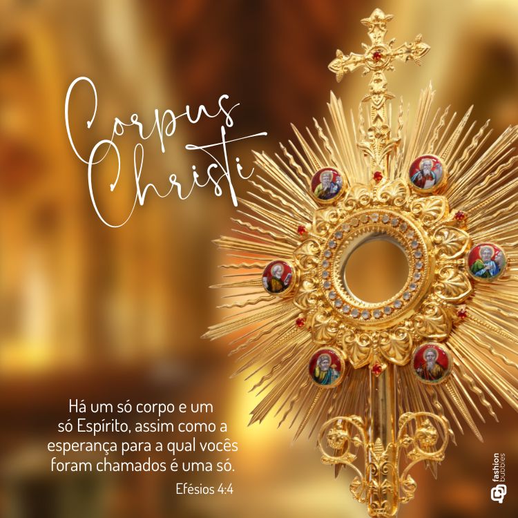 Foto de ostensório e versículo de Efésios 4:4
