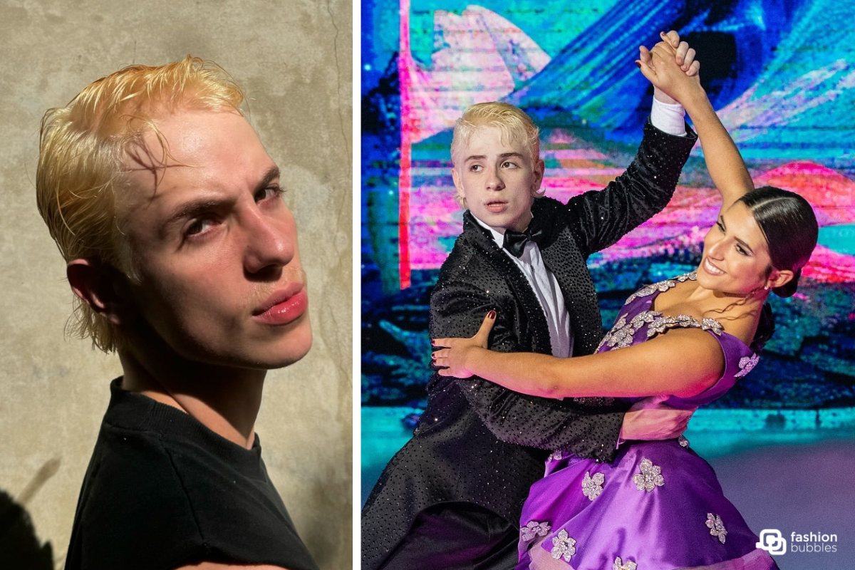 Foto de Juliano Floss e outra dele com a sua dançarina no Dança dos Famosos