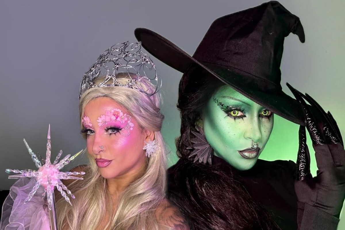 Foto de fantasias femininas de Halloween de Glinda e Elphaba de Wicked