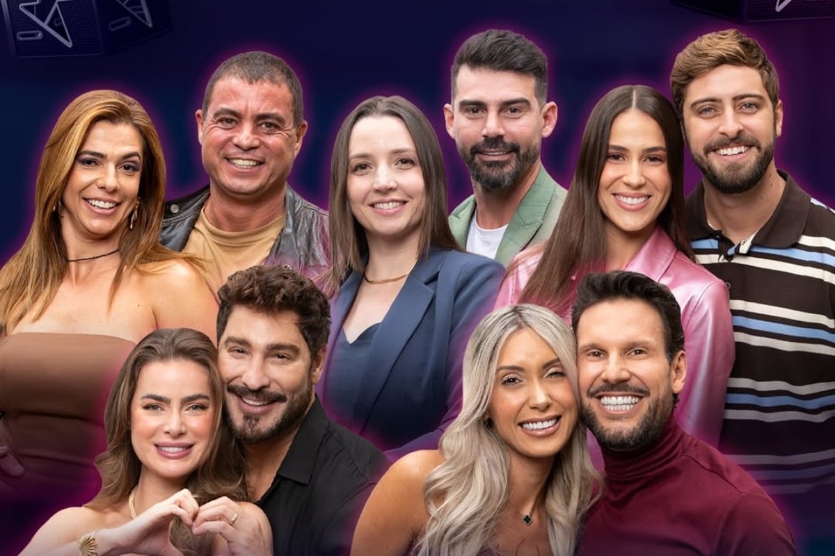 Foto com o top 5 do Power Couple Brasil 2025, enquete planta