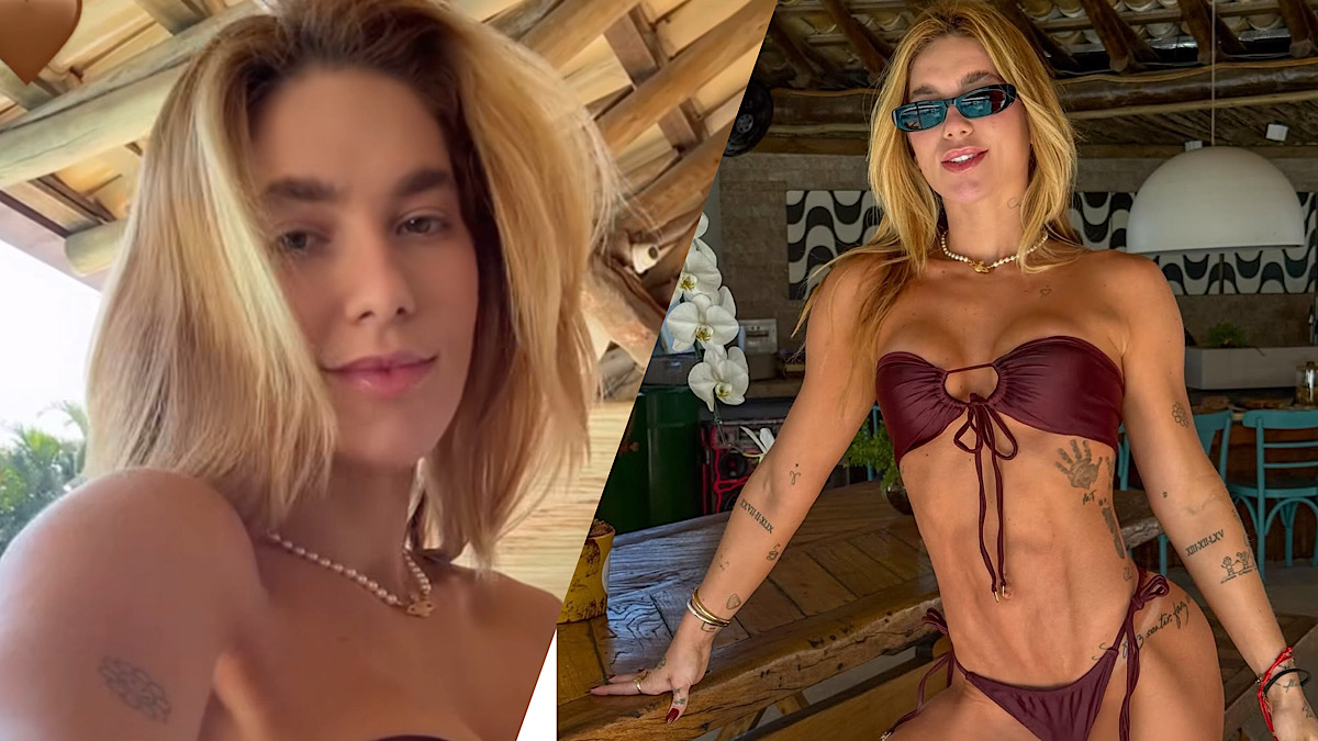 Virginia Fonseca arrasa com biquíni marrom.