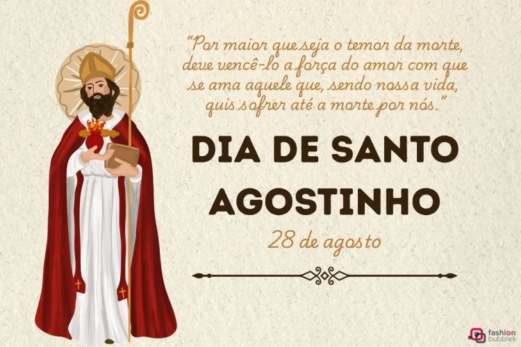 Cartão virtual com frase de feliz Dia de Santo Agostinho