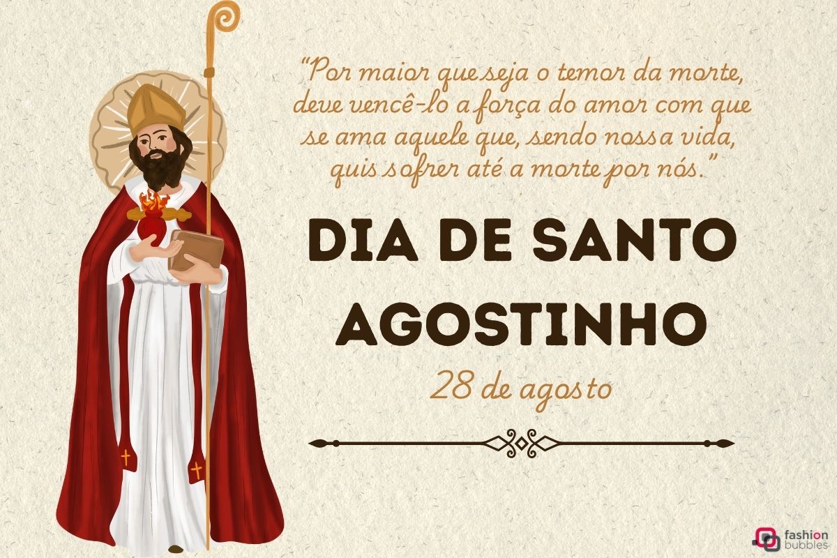 Cartão virtual com frase de feliz Dia de Santo Agostinho