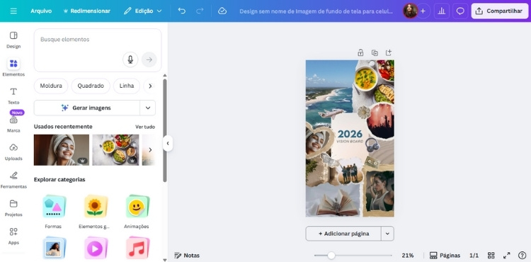 Como fazer vision board no Canva