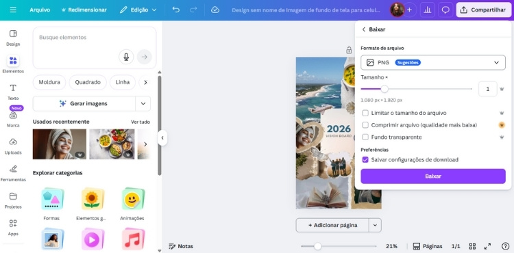 Como fazer vision board no Canva