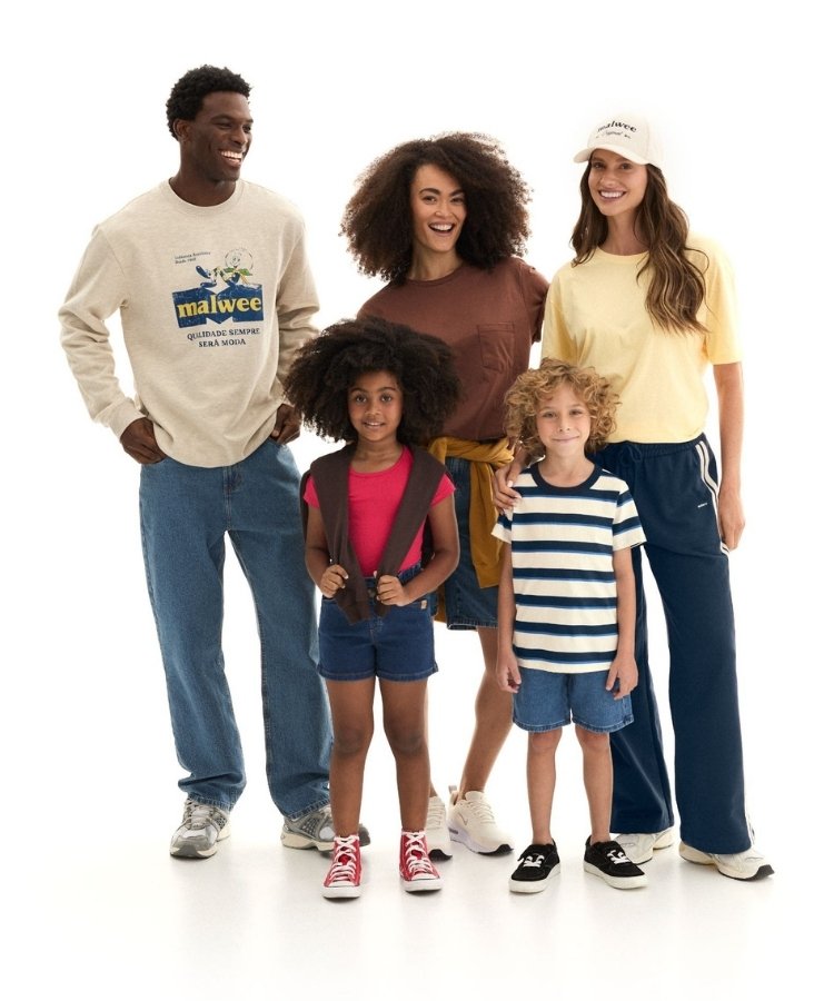 Modelos na campanha de lançamento da cápsula Original da Malwee