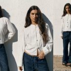 Modelo usando calça jeans da coleção da Panô Resortwear